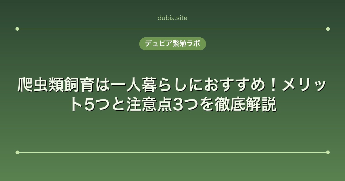 爬虫類飼育は一人暮らしにおすすめ！メリット5つと注意点3つを徹底解説