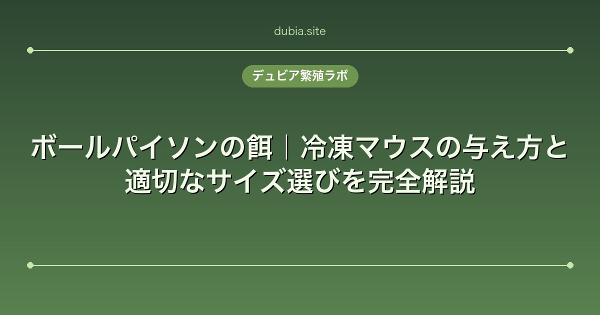 ボールパイソンの餌｜冷凍マウスの与え方と適切なサイズ選びを完全解説