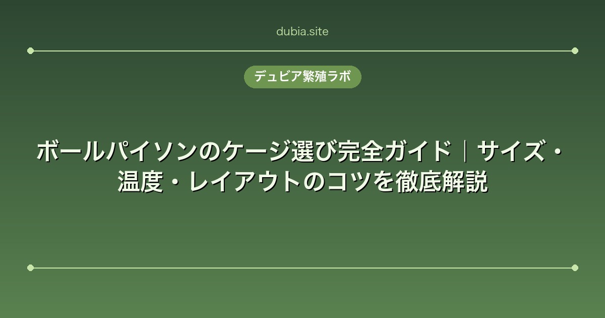 ボールパイソンのケージ選び完全ガイド｜サイズ・温度・レイアウトのコツを徹底解説