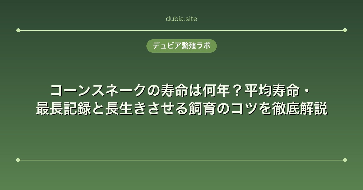 コーンスネークの寿命は何年？平均寿命・最長記録と長生きさせる飼育のコツを徹底解説